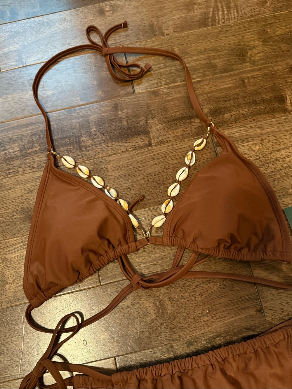 Wild Fable Brown Shell Detail Triangle Bikini Set NWT XL Women’s Swimwear - Picture 3 of 7